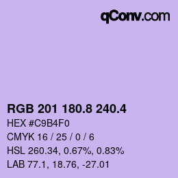 カラーコード: RGB 201 180.8 240.4 | qconv.com
