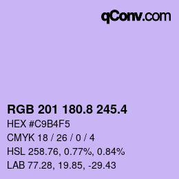 カラーコード: RGB 201 180.8 245.4 | qconv.com