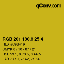 カラーコード: RGB 201 180.8 25.4 | qconv.com