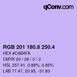 カラーコード: RGB 201 180.8 250.4 | qconv.com