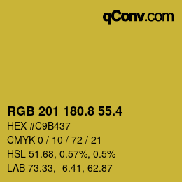 カラーコード: RGB 201 180.8 55.4 | qconv.com