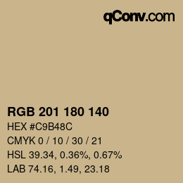 Color code: RGB 201 180 140 | qconv.com