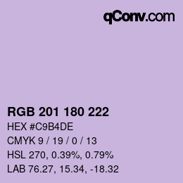 Color code: RGB 201 180 222 | qconv.com