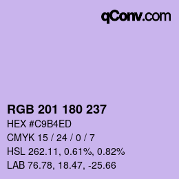 Color code: RGB 201 180 237 | qconv.com