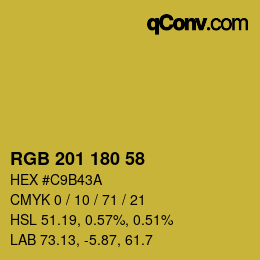 颜色代码: RGB 201 180 58 | qconv.com