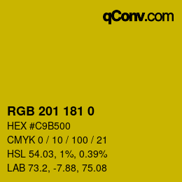 Color code: RGB 201 181 0 | qconv.com