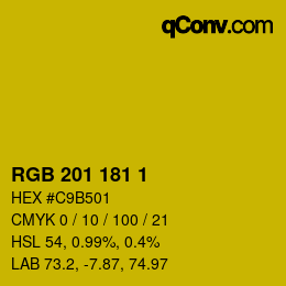 Color code: RGB 201 181 1 | qconv.com