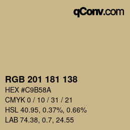 Color code: RGB 201 181 138 | qconv.com