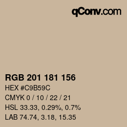 カラーコード: RGB 201 181 156 | qconv.com