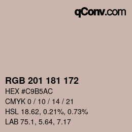 Color code: RGB 201 181 172 | qconv.com