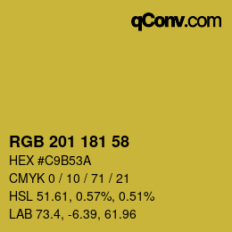 Color code: RGB 201 181 58 | qconv.com