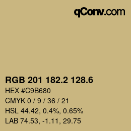 カラーコード: RGB 201 182.2 128.6 | qconv.com