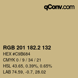 カラーコード: RGB 201 182.2 132 | qconv.com