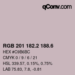 カラーコード: RGB 201 182.2 188.6 | qconv.com