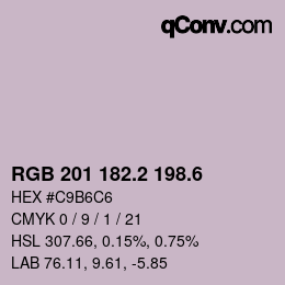 カラーコード: RGB 201 182.2 198.6 | qconv.com