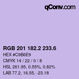 カラーコード: RGB 201 182.2 233.6 | qconv.com