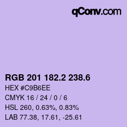 カラーコード: RGB 201 182.2 238.6 | qconv.com