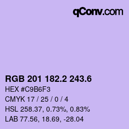 カラーコード: RGB 201 182.2 243.6 | qconv.com