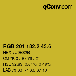 カラーコード: RGB 201 182.2 43.6 | qconv.com
