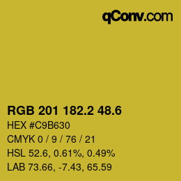 カラーコード: RGB 201 182.2 48.6 | qconv.com