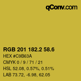 カラーコード: RGB 201 182.2 58.6 | qconv.com