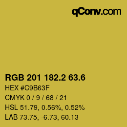 カラーコード: RGB 201 182.2 63.6 | qconv.com