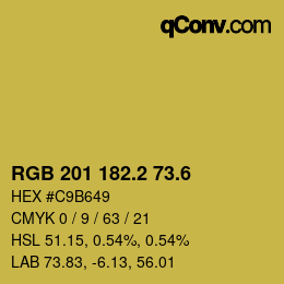 カラーコード: RGB 201 182.2 73.6 | qconv.com