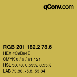 カラーコード: RGB 201 182.2 78.6 | qconv.com