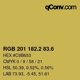 カラーコード: RGB 201 182.2 83.6 | qconv.com