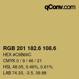 カラーコード: RGB 201 182.6 108.6 | qconv.com