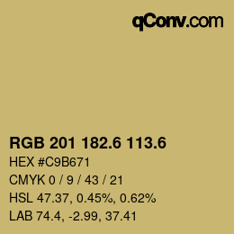 カラーコード: RGB 201 182.6 113.6 | qconv.com