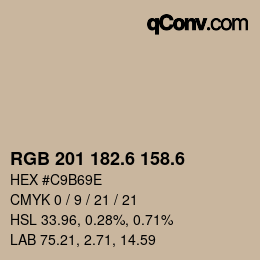 カラーコード: RGB 201 182.6 158.6 | qconv.com