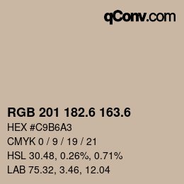 カラーコード: RGB 201 182.6 163.6 | qconv.com