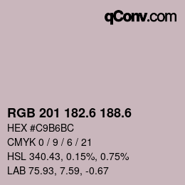 カラーコード: RGB 201 182.6 188.6 | qconv.com