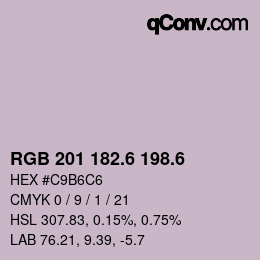 カラーコード: RGB 201 182.6 198.6 | qconv.com