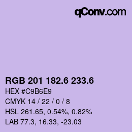 カラーコード: RGB 201 182.6 233.6 | qconv.com