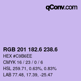 カラーコード: RGB 201 182.6 238.6 | qconv.com