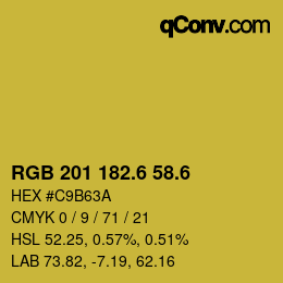 カラーコード: RGB 201 182.6 58.6 | qconv.com