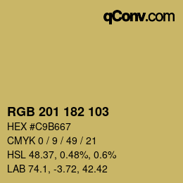 Color code: RGB 201 182 103 | qconv.com