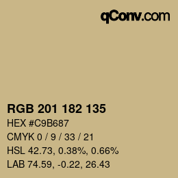 Color code: RGB 201 182 135 | qconv.com