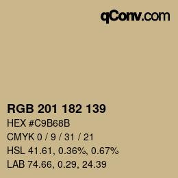 Color code: RGB 201 182 139 | qconv.com