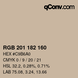 Color code: RGB 201 182 160 | qconv.com