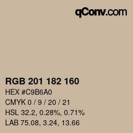 カラーコード: RGB 201 182 160 | qconv.com