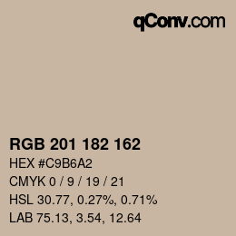 Color code: RGB 201 182 162 | qconv.com