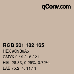 Color code: RGB 201 182 165 | qconv.com