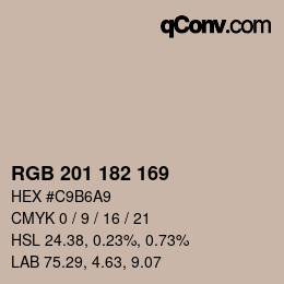 Color code: RGB 201 182 169 | qconv.com