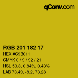Color code: RGB 201 182 17 | qconv.com
