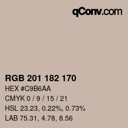 Color code: RGB 201 182 170 | qconv.com