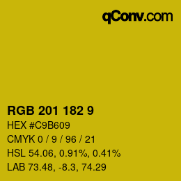 Color code: RGB 201 182 9 | qconv.com