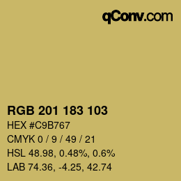 Color code: RGB 201 183 103 | qconv.com